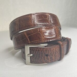 Jos A Bank Genuine Brown Alligator Leather Belt Silver Buckle Size 40 USA Made